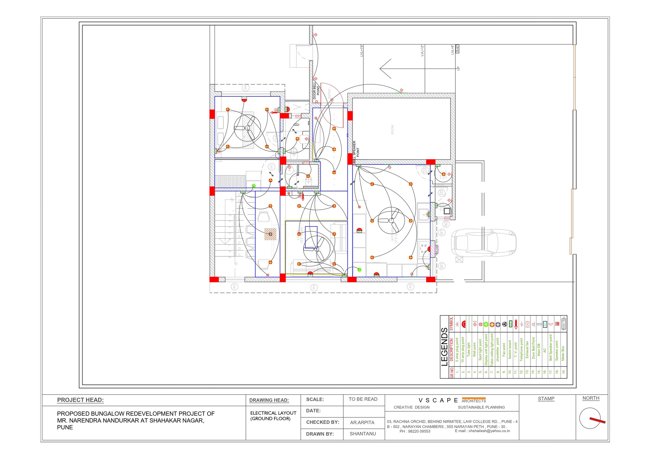 Nandurkar bungalow, ground floor electrical layout