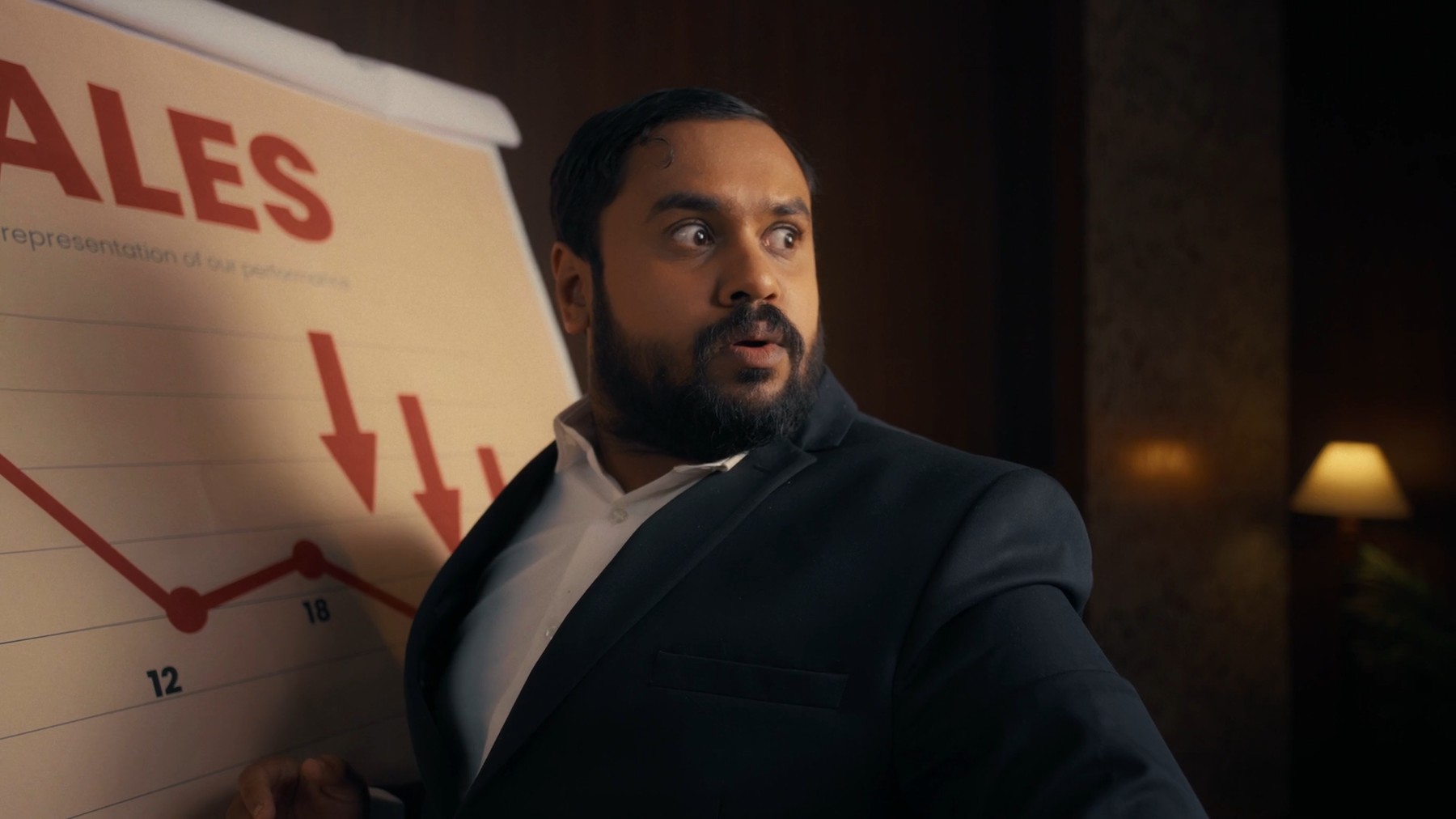 Executive reacting to a sales chart, FITREATcouple campaign