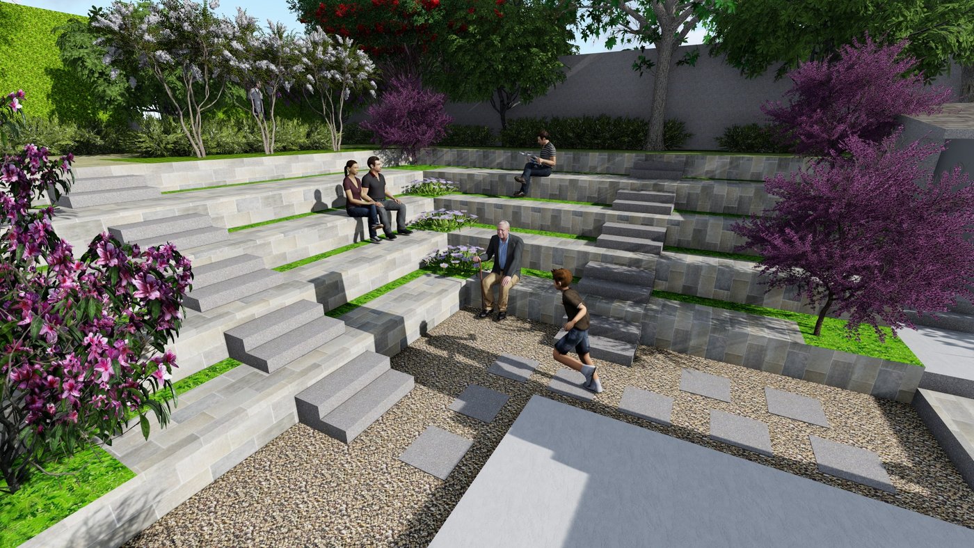 Terraced outdoor park render