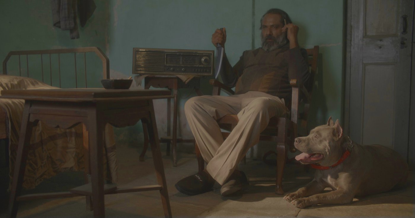 Film still, interior character scene