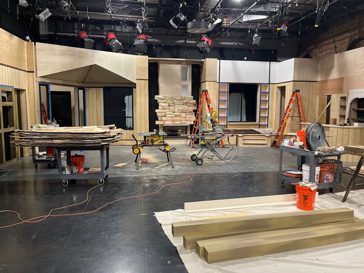 Set under construction with tools