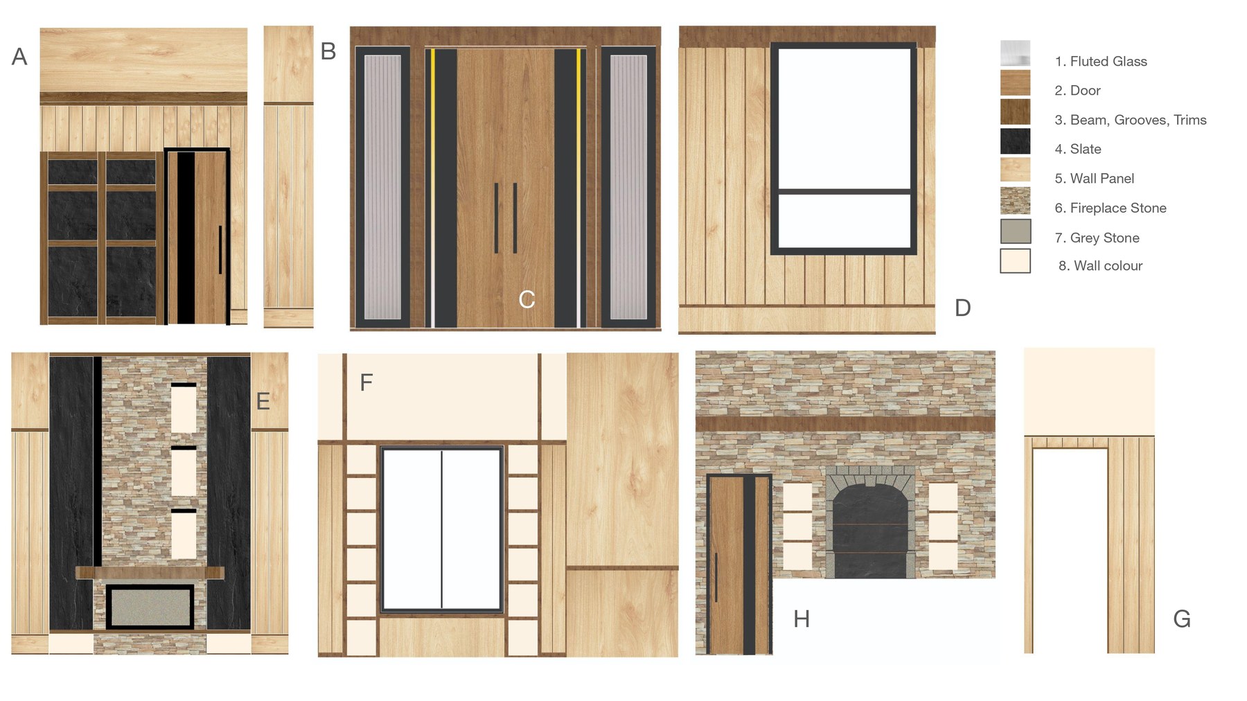 Wall elevation sheet with material key