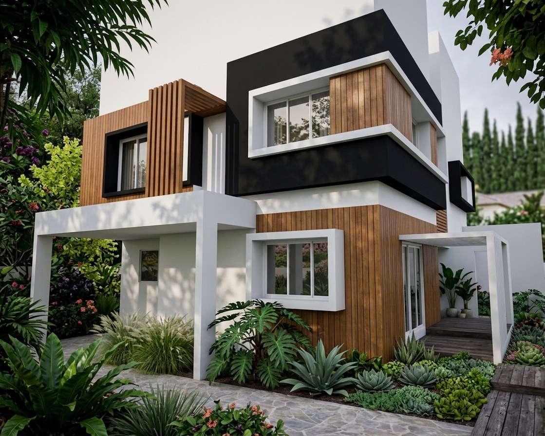 House exterior render, close angle